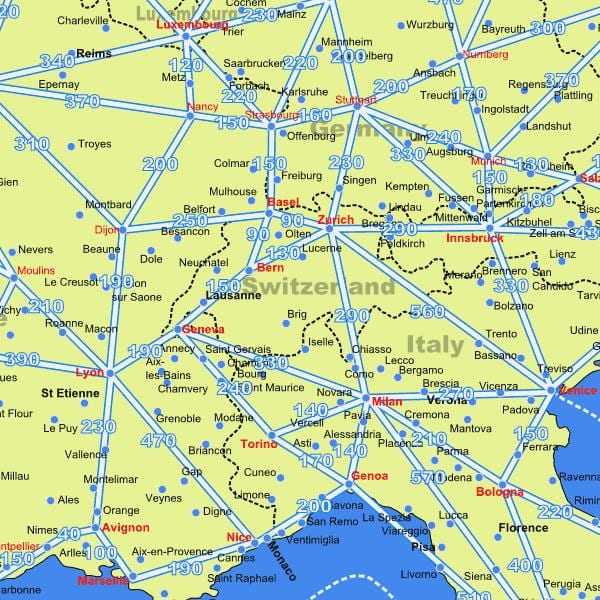 zemljevid švice zemljevid z razdalje