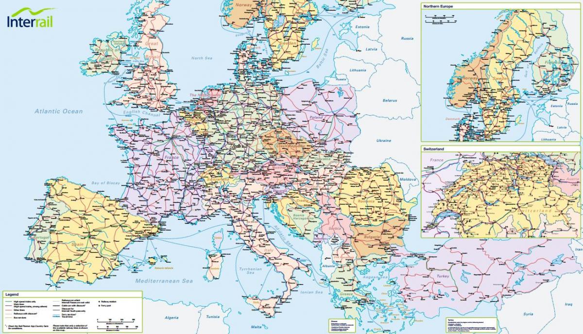 zemljevid interrail švica 