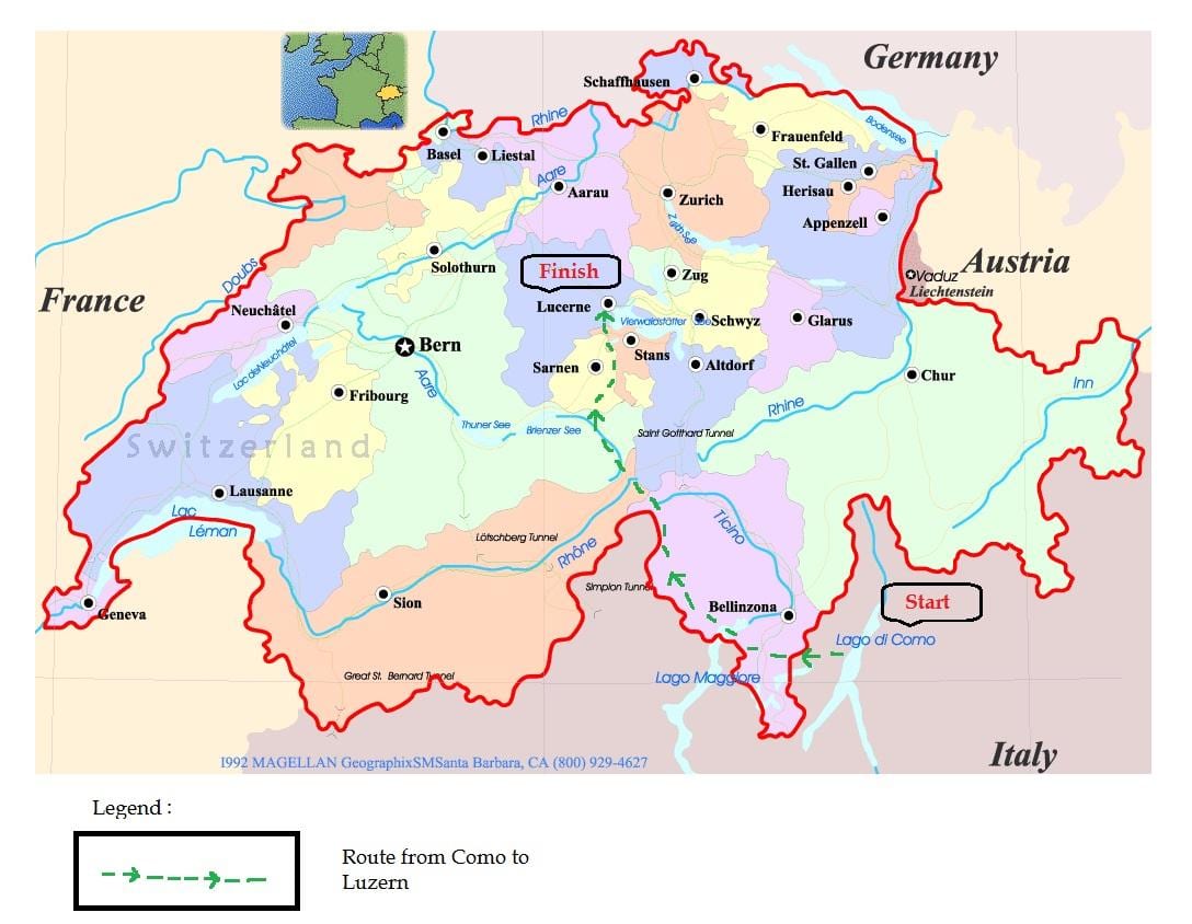 ulici zemljevid lucerne, švica