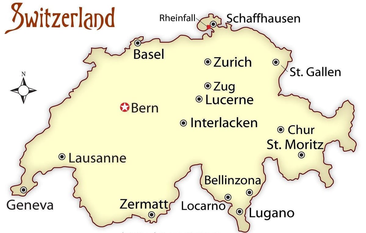 zurich, švica na zemljevidu