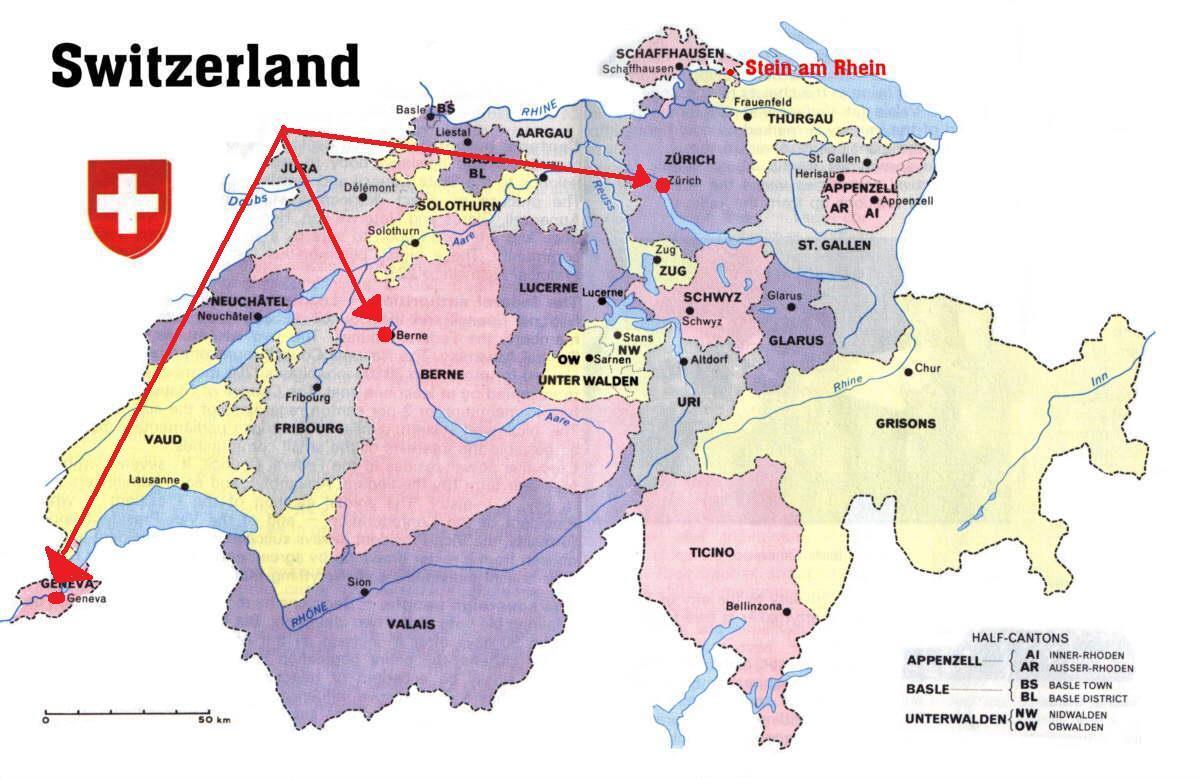 ženeva, švica zemljevid evrope