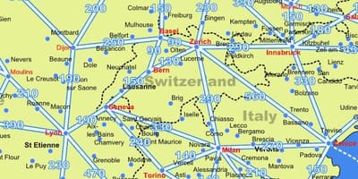 Zemljevid švice zemljevid z razdalje