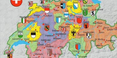 Zemljevid švice z turističnih znamenitosti.