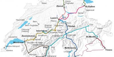 Švica vlak poti zemljevid